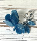 Authentic Coach Blue Sparkly Glitter Resin Flower Rose Charm Large Keychain