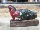 Green Stone Sculpture Hand Carved Hindu God Prying Statue Rare Antique