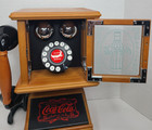 Vntg Coca-cola Nostolgic Push Button Wall Hung Phone Retro Style Real Wood 