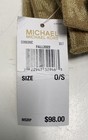 Michael Kors Women s Hat And Scarf Set Gold Allover Mk Logo Monogram Knit Nwt