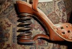 Crazy Vintage 1970 s Hi Heel Peep Toe Shoes W Real Springs For Heels  Brazil Vg