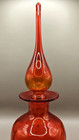 Vintage Rainbow   Viking Art Glass Orange Dimpled Decanter With Stopper