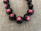 Nwt  Hawaiian Painted Kukui Nut Necklace Pink Cocoy Philippines Flower Beads