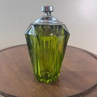 Vtg Viking Glass Diamond Point Table Lighter Avocado Green Mcm 4 5 