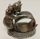 Vintage Reed   Barton Silver Figural Napkin Ring  cat And Mouse  1999