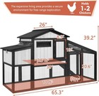 Petscosset Chicken Coop And Run Wooden Rabbit Hutch Poultry Cage  Black