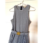 Michael Kors Gingham Cotton Seersucker Fit   Flare Dress Black White Preppy 6