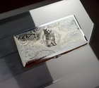 Cat Cigarette Case  Rfid Wallet  Credit Card   Business Card Case  Silver Chrome