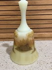 Fenton Custard Glass Dinner Bell Log Cabin Hand Painted Uranium Signed Glows 