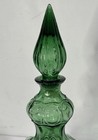 Vintage Empoli Emerald Green Glass Corset Genie Bottle With Flame Stopper 1960s