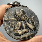 Antique French P l  Dasset Cherub Cradle Medal Bronze Guardian Angel Medallion