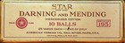 Star Darning   Mending Cotton Article 195 Vintage In Box 10 Balls