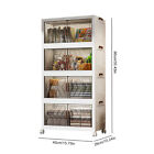 4-tiers Stackable Storage Cabinet With Lids Dustproof Wheels Storage Drawer 90cm