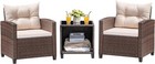 3-piece Patio Furniture Set  Pe Rattan Wicker Chairs With Table  Outdoor Bistro