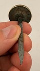 Antique Victorian Sulfide Glass Metal Picture Hanging Nail 1 25  Round X 3  Long