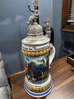 Vintage German Regimental 1 2l Beer Stein With Lithograph Bottom