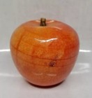 Vintage Italian Alabaster Marble Apple W  Wood Stem  Polished Paperweight      5