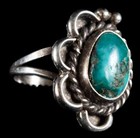 Vintage Native American Sterling Silver Turquoise Ring Scroll Rope Design 3 6gr