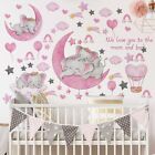 Baby Girl Nursery Wall Decor  Elephant Nursery Wall Decal  Moon And Stars Nur   