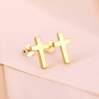 925 Sterling Silver Gold Small Cross Stud Earrings For Men  Women  And Children