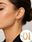 Gold Plated Hoop Dangle Earrings Fashion Jewelry For Women 18mm Medium Size Gift