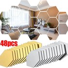 Hexagon Acrylic Mirror Wall Sticker Gold Silver Mosaic Diy Home Decor