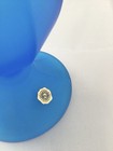 Vtg Westmoreland Glass Vase Tall 13 25  Blue Satin Swung Stretch Footed Ruffled