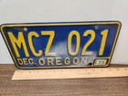 Oregon License Plate Mcz 021  Blue   Yellow 1973