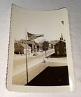 Rare Vintage American Patriotic Flag Flying In Wind Small Town Snapshot Photo 