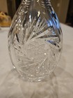Vintage Cut Glass Crystal Decanter W  Stopper Starburst Etched Barware