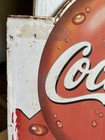 Vtg Spanish Coca Cola Flange 2-sided Metal Sign Siempre Come Frutas Y Verdura