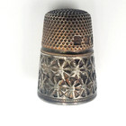Antique Sterling Silver Thimble Germany Size 7 No Holes Flowers W  Rose On Top