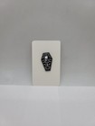 Casket Shaped Black   White Memento Mori Pin - Skull Sand Hourglass