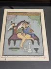 Antique 19thc Persian Qajar Erotic Miniature Painting Gold Leaf Rag Paper