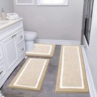  3 Pieces Bathroom Rugs Sets  Microfiber Shaggy Bath Mat Set  Ultra Soft Non 