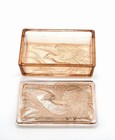 Vtg  Jeannette Pink Depression Glass Bird Of Paradise Trinket Vanity Dresser Box