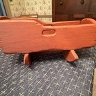 Vintage Rustic Red Painted Wooden Doll Baby Cradle Rocker Primitive Decor