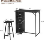 High-legged Dining Table Set 3 Piece Bar Table   Chairs For 2 People Multicolor