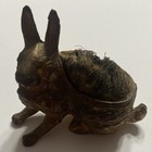 Antique 1890s Victorian Era Rabbit Hare Shaped Figural Pin Cushion Gilt Brass
