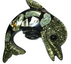 Vintage Mcm Abalone Shell Lucite Dolphins Wall Plaques Set Of 4 Beach Nautical7