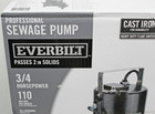 Everbilt 3 4 Hp Sewage Ejector Pump  Black - Ese60w-hd