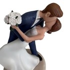 Bride And Groom Dipping Kiss Wedding Cake Topper 4 75    White   Blue Storieme