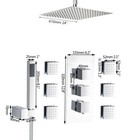 24  Shower Faucet Rainfall Thermostatic 6 Massage Jets Mixer 3 Way Valve Tap Set