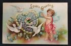 Benjamin Franklin One Cent Usps Stamp 1908 Green Rare Valentine Postcard Pa Htf 