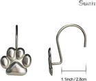 Paw Print Shower Curtain Hooks 12pk Metal Rust Proof Dog Cat Bath Rings