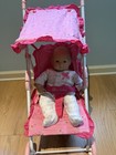 Bitty Baby Pink white Folding Doll Stroller W  Adjustable Canopy   Basket