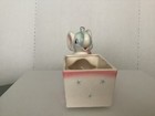 Vintage Elephant Planter Enesco Pushing Cart Blue Pink Nursery Trunk Up Unisex