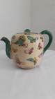 Antique Teapot Multiple Butterflies   Bamboo Design Signed Hand Painted 