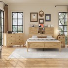 Queen Farmhouse Storage Bedroom Set  Platform Bed W Charging Station   Dresser