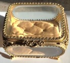 Vintage Gold Ormolu Beveled Glass Jewelry Box Casket Stylebuilt Treasure Chest